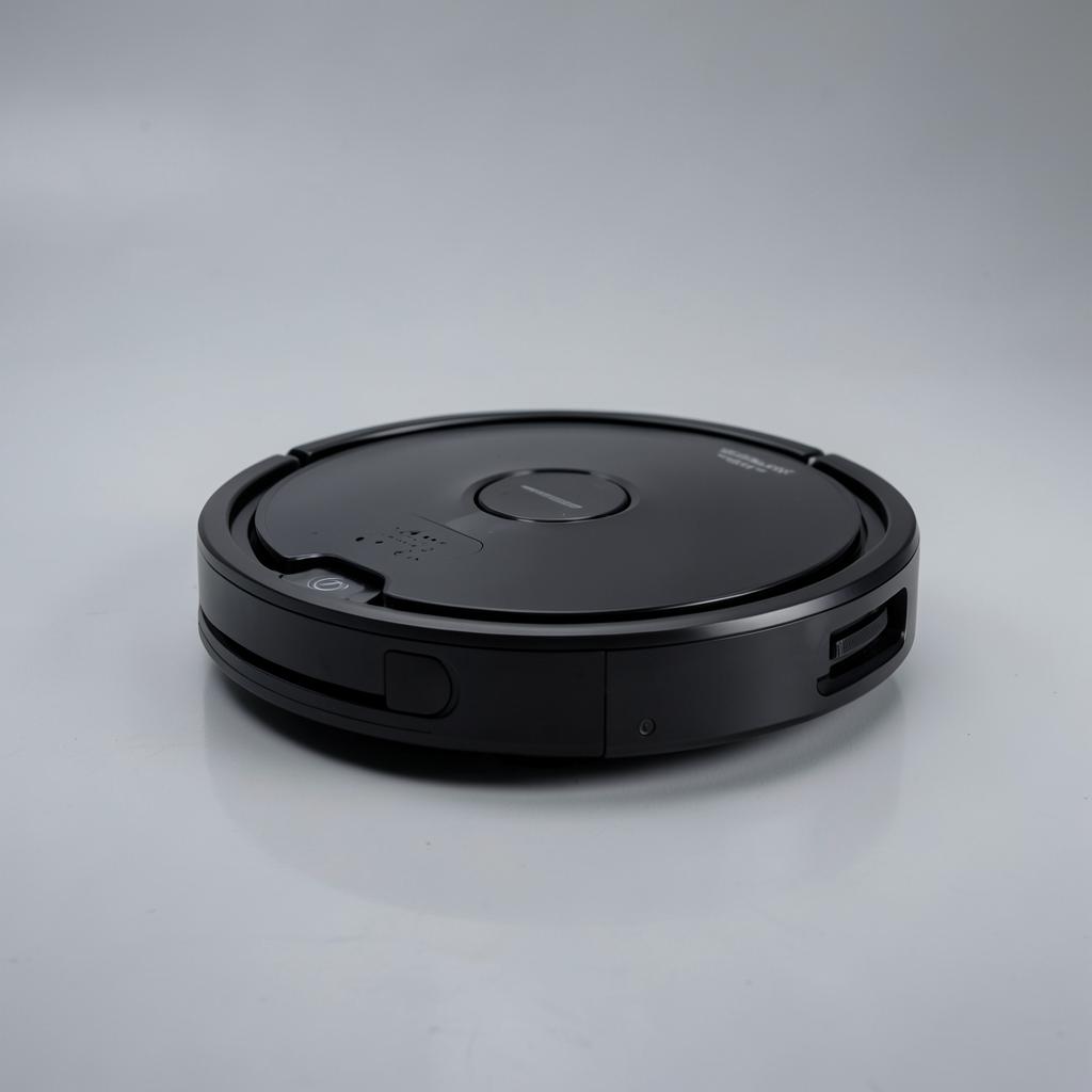 Moderne robotstofzuiger op een lichte vloer